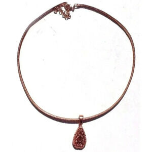 Vintage Rose Gold Tear Drop Pendant Cuff Band Necklace Jewelry